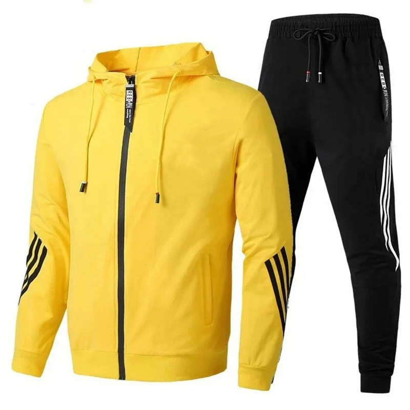 

2021 new fashion  size polyester training Wear men joggers suits set tracksuit, Custom color