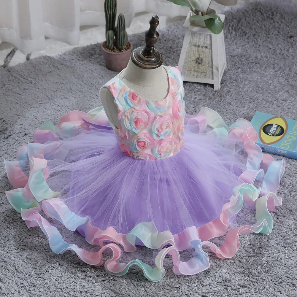 

High Quality Wholesale Beautiful Baby Girl lace Ball Gown princess Dresses Wedding Party floral birthday Dress, Picture shows