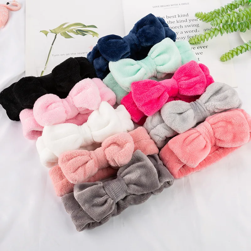 

Soft Microfiber Spa Headband Facial Makeup Bow Head band for Women Girls Washing Face Skincare Shower Fluffy Towel Headbands