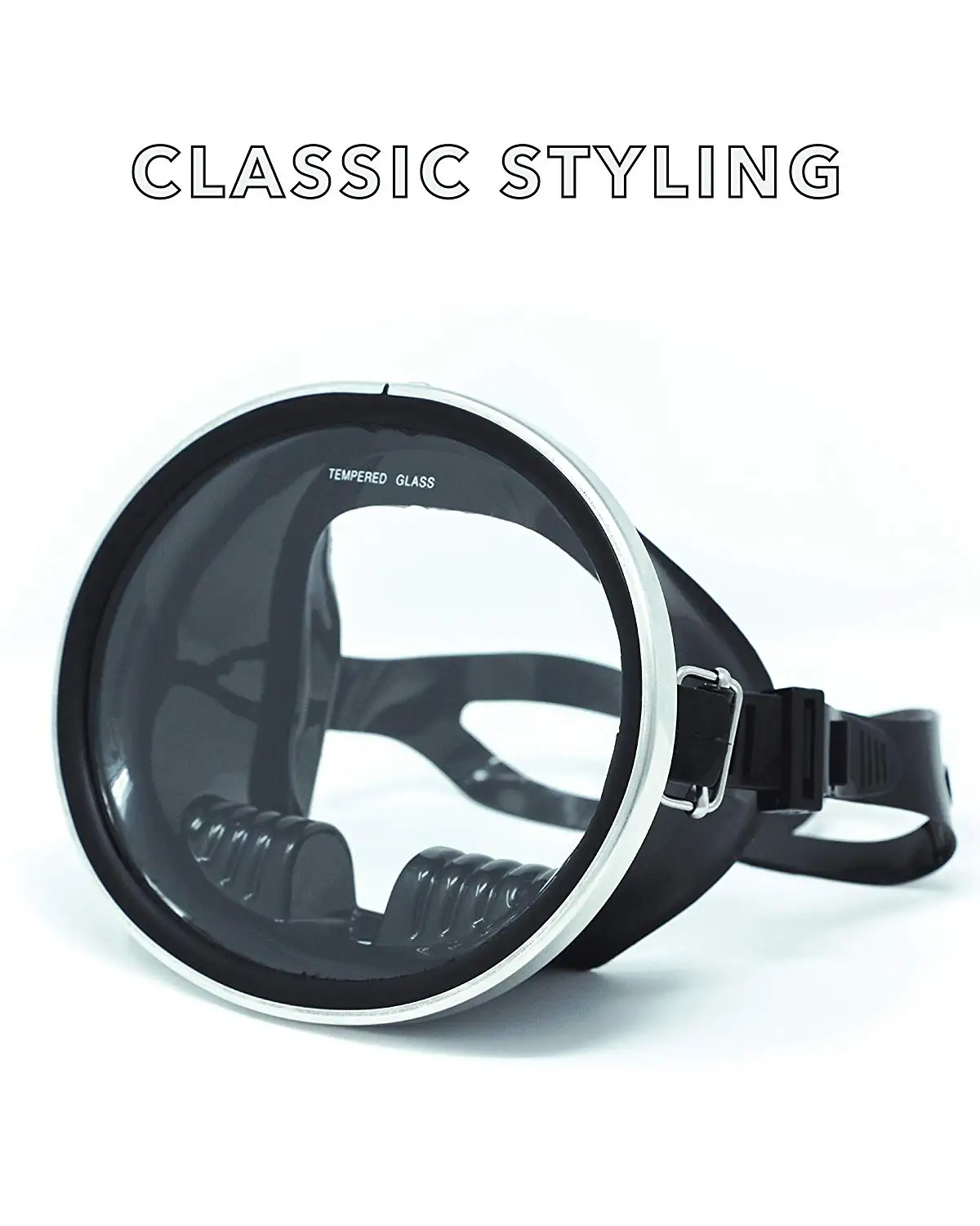 Large View One Lens Tempered Glass Underwater Oval Round Dive Snorkel