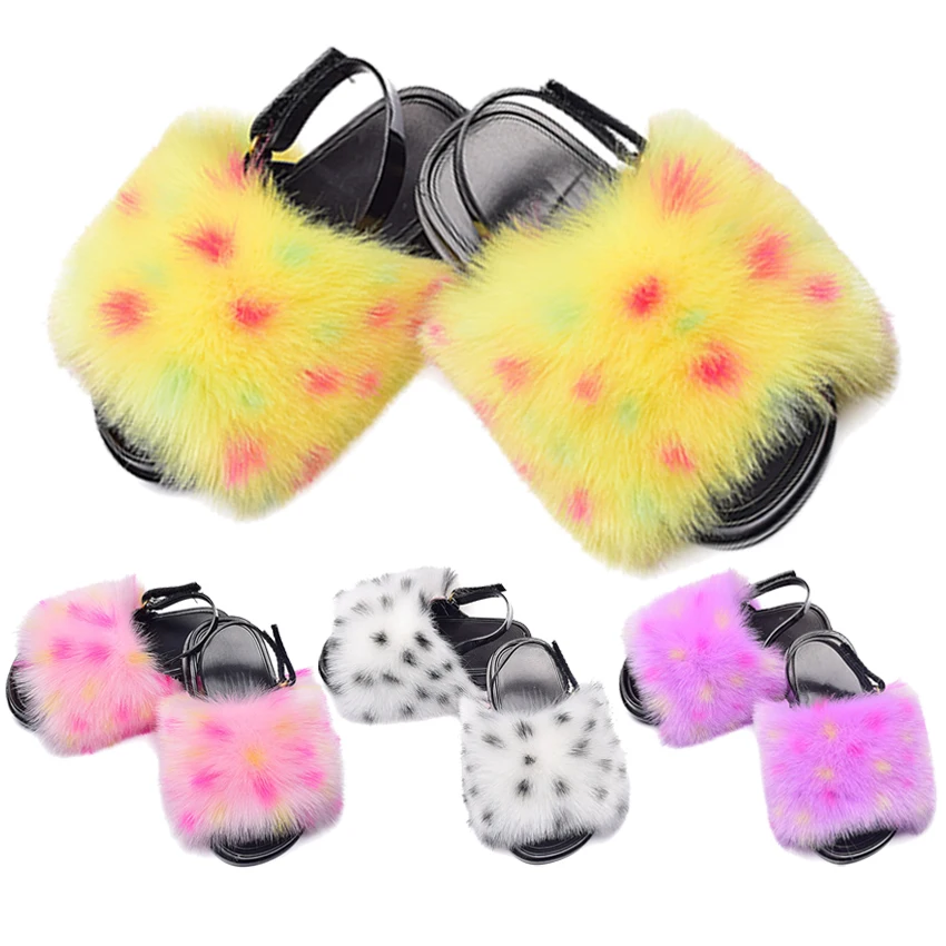 

2021 Kids Real Fox Slippers Raccoon Slides Slippers Toddler Baby Girls Shoes Summer Flip Flops Slippers, Light brown, dark brown, white pink purple