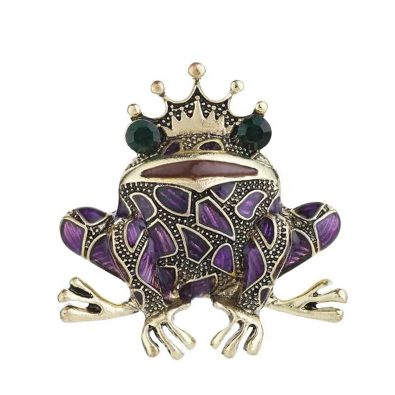 

XILIANGFEIZI High Quality Lapel Rhinestone Metal Enamelled Cartoon Animal Broche Cute Suit Saree Decoration Pin Frog Brooches