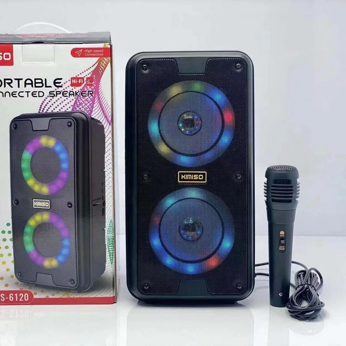 

KMS-6120 New private double 4 inch speaker quality sound dj speaker with colorful lights