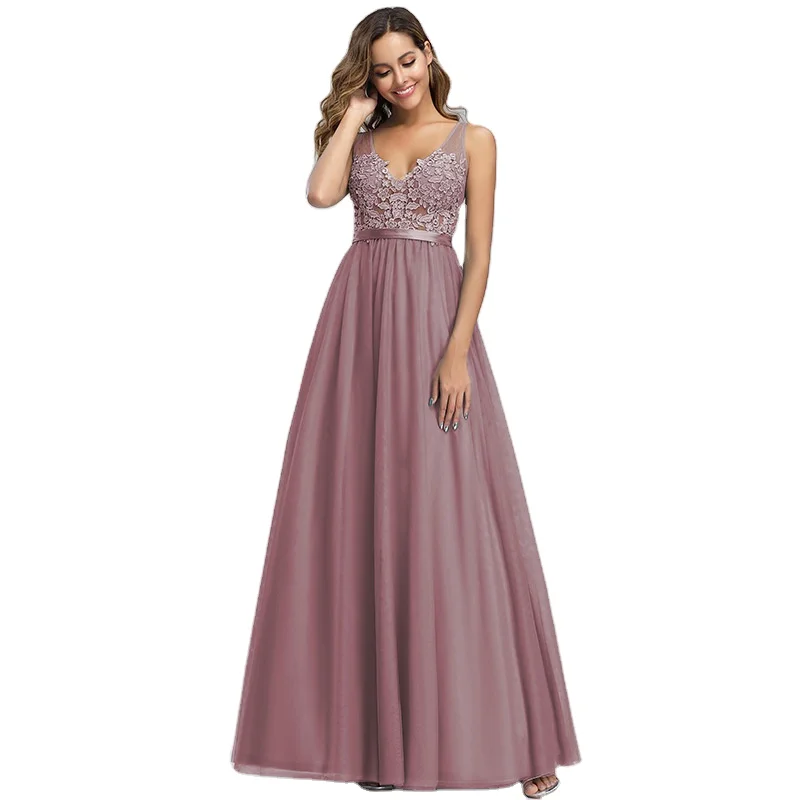 

Female summer V-neck wedding elegant evening dress YF60039