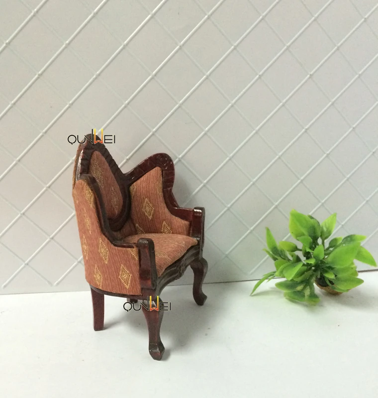 Arm Chair dollhouse miniature wood furniture T3050 1/12 scale mahogany finish 