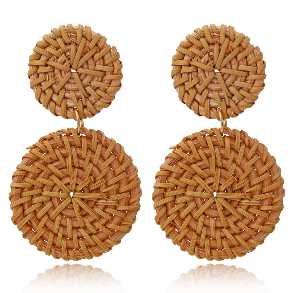 

Handmade fashion korean Geometric round braided Earring stud