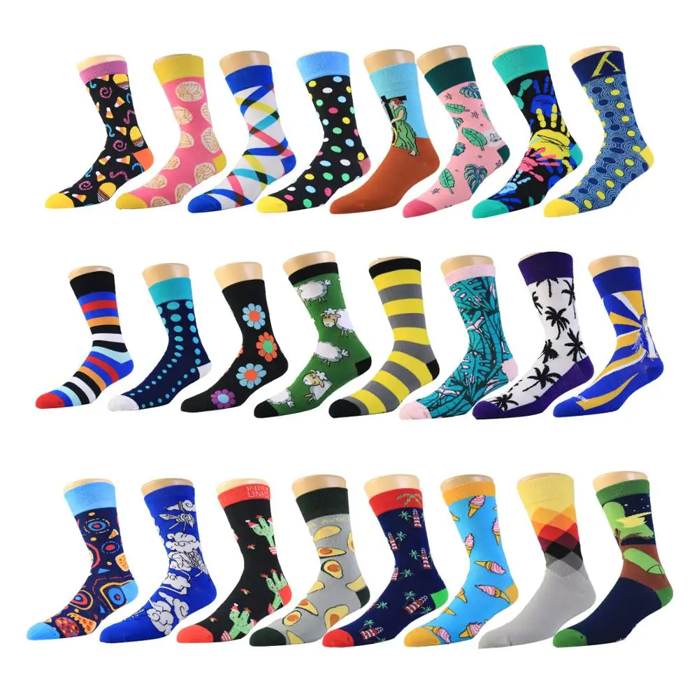 

wholesale full custom cotton men colorful funny happy men socks