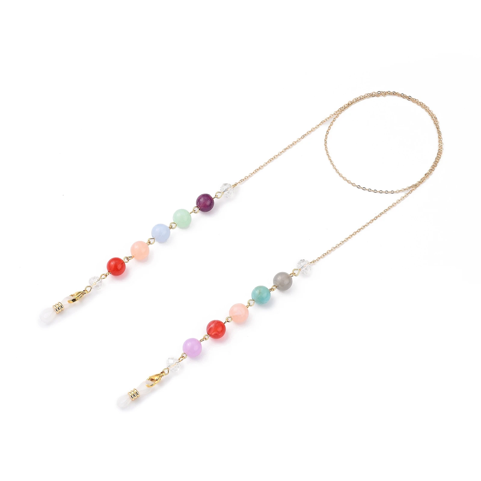 

PandaHall Round Acrylic Beads Glass Beads Eyeglasses Chains, Mixed color