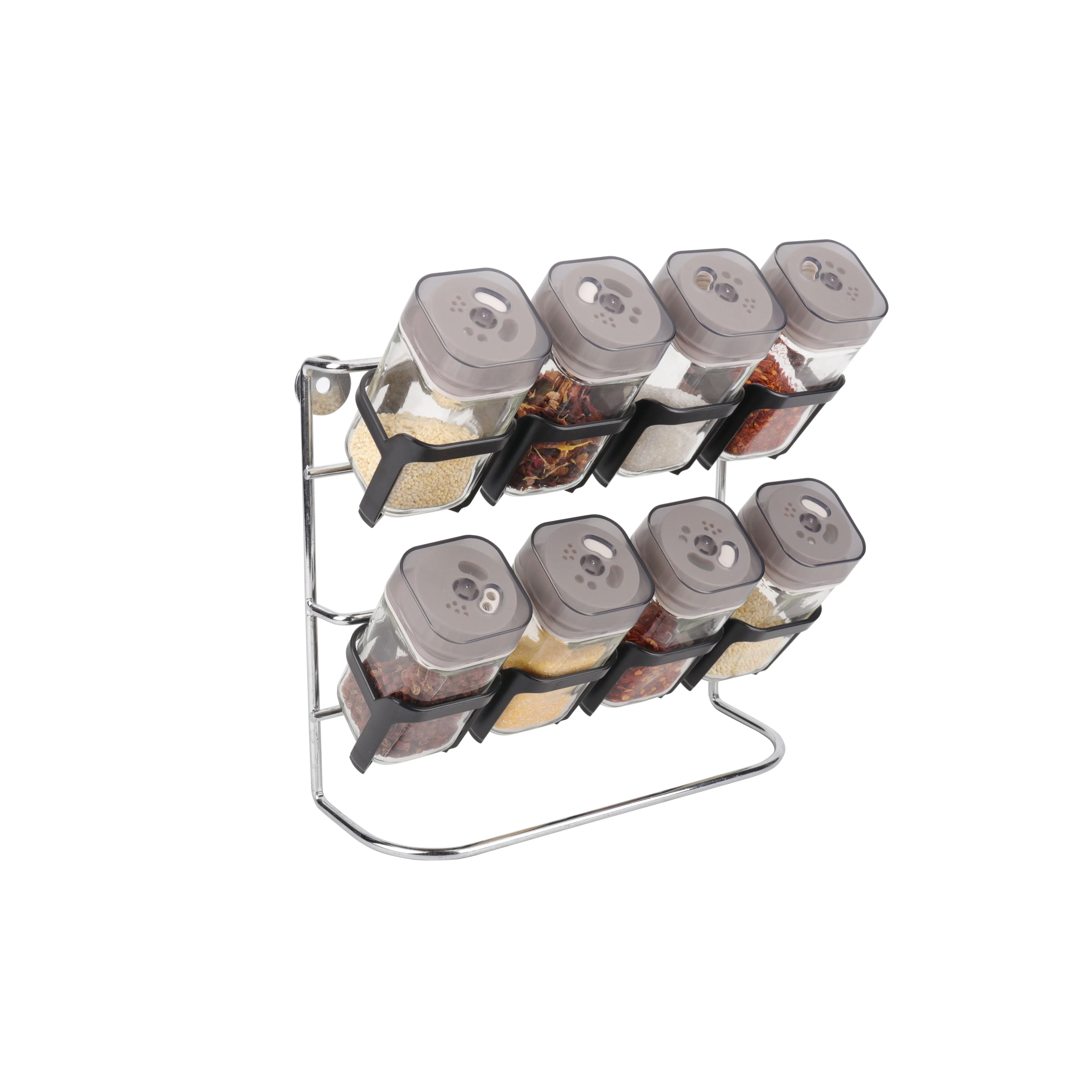 

8pcs Nordic Seasoning Spice Packaging Glass Bottle Jar Container With Level Rack