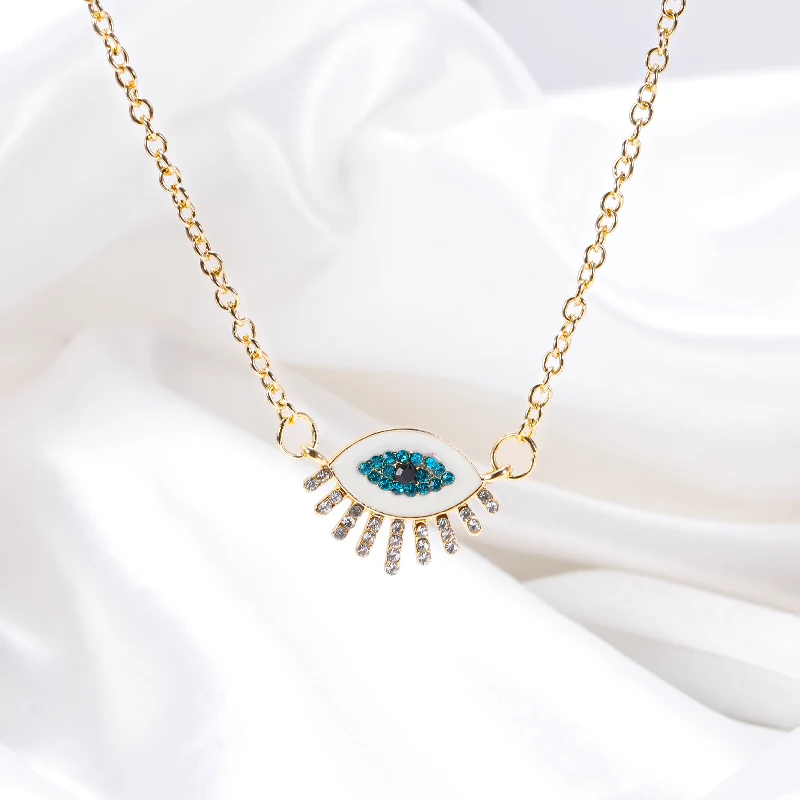 

HOVANCI Boho European Vintage Shinny Crystal Enamel Eyes Necklace Rhinestone Evils Eyes Necklaces For Women