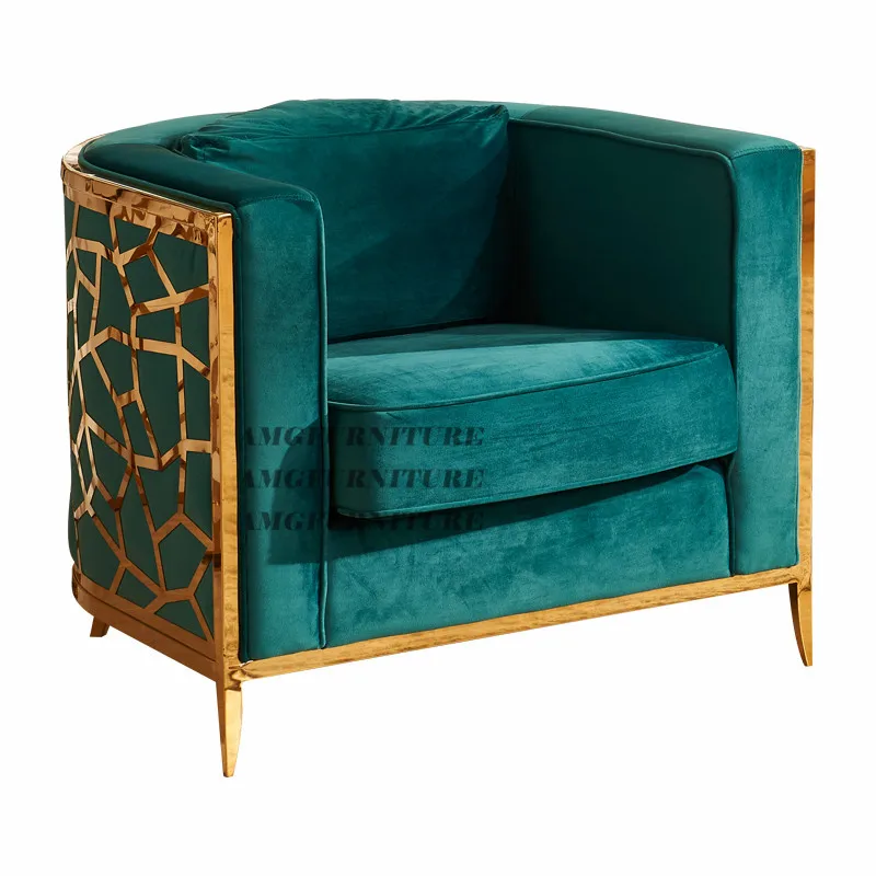 Modern Curved Design Dubai Golden Stainless Steel Frame Living Modern Curved Design Dubai Golden