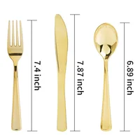 

Wholesale bulk disposable flatware silverware gold plastic spoons forks and knives cutlery set combo for wedding gift events