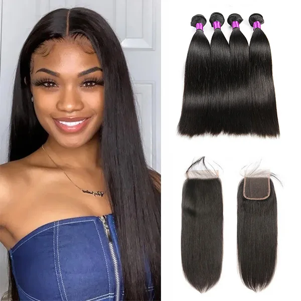 

Grade 7A Straight mink Cheap Brazilian Cambodian vendor virgin cuticle aligned human hair extension weave bundle with closure