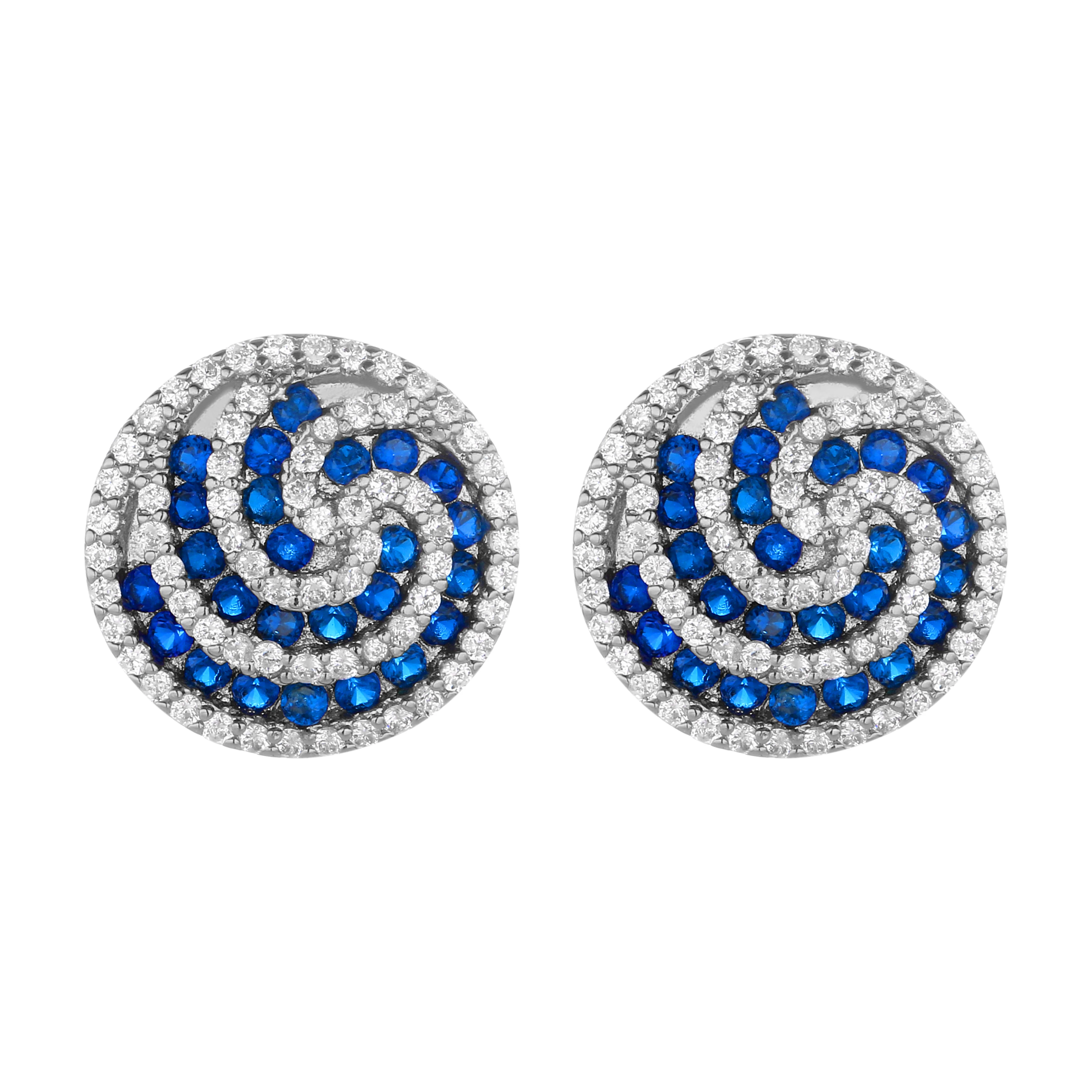 

Jewelry 2020 Luxury Shinny Sapphire Round Stud Earrings For Women Christmas Gifts