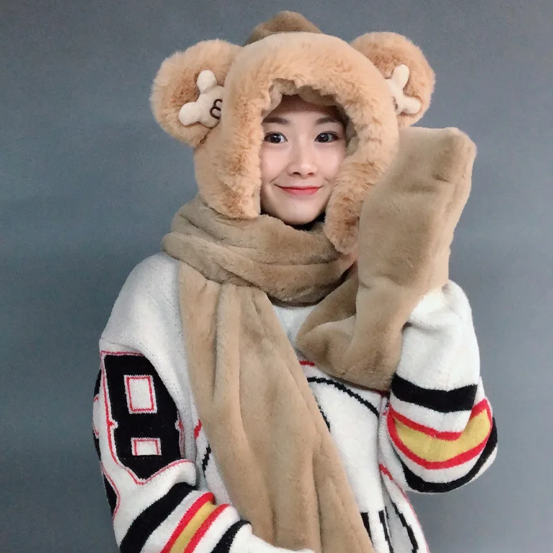 Warm Faux Fur Fluffy Hood Winter Hat 
