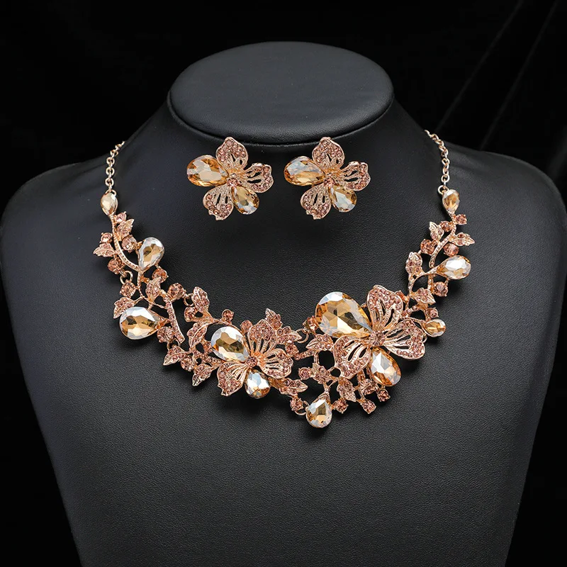 ZC007 Fashion Bridal Jewelry Set Women Flower Necklace Earrings Set Wedding Jewelry Sets