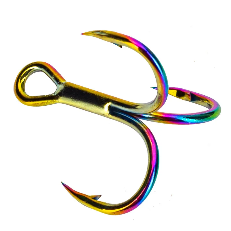 

Jetshark 10pcs/pack Multi Color Treble Hook 4X Strengthen Colorful Fish Hooks Saltwater