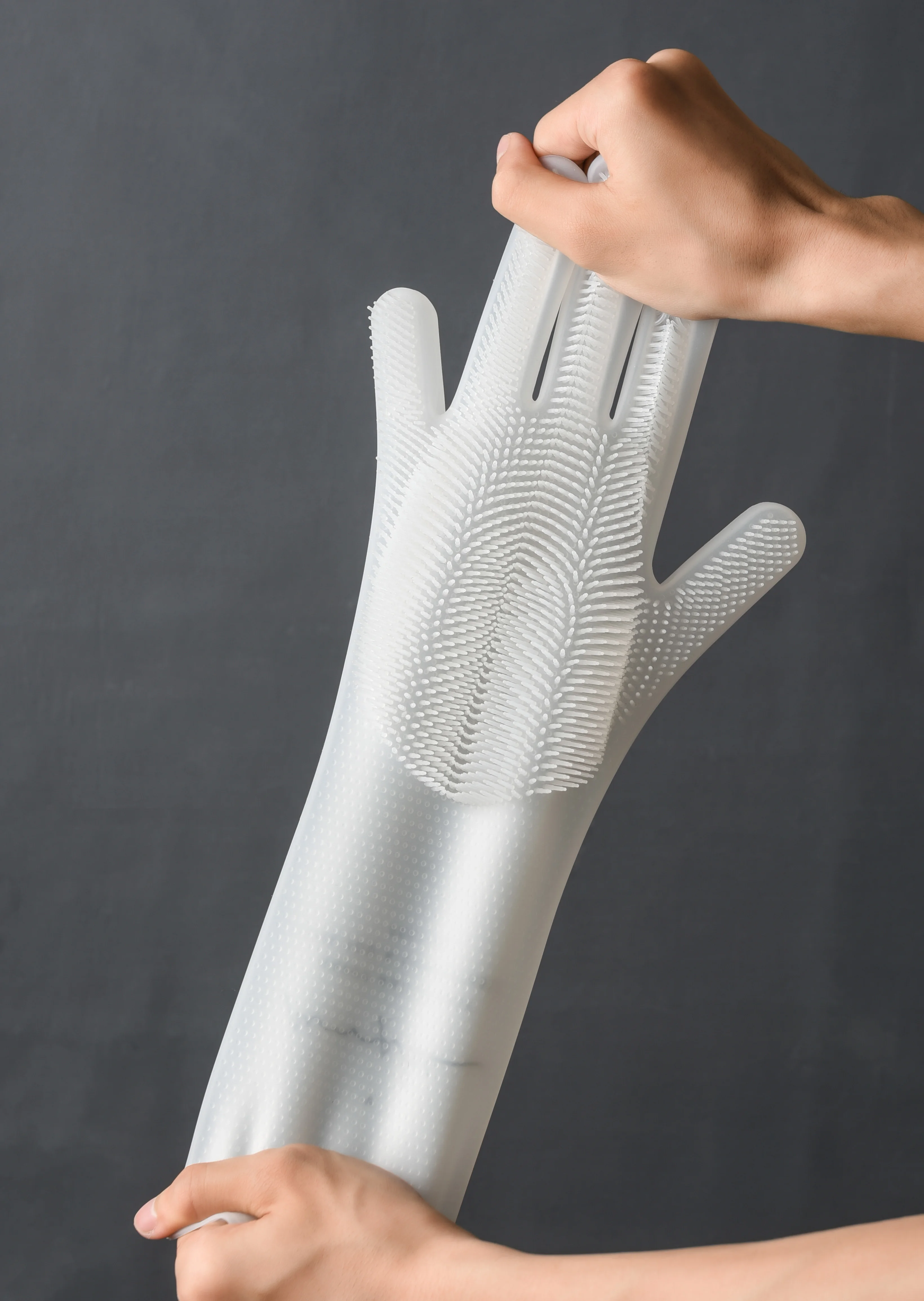 Premium Dishwashing Gloves With Bristles Reusable Silicone Dishwashing