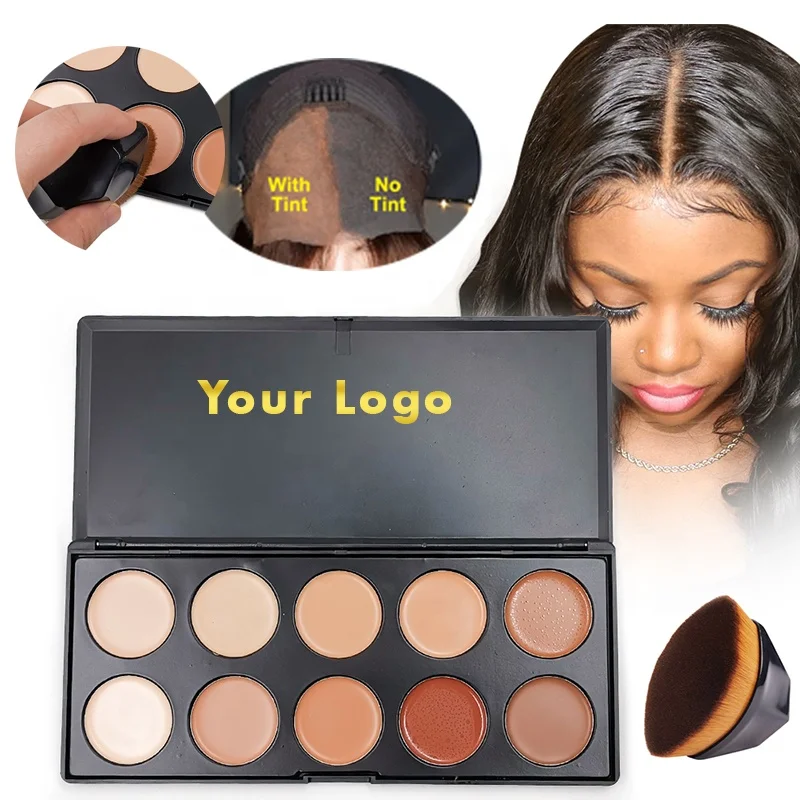 

Private label 10 colors makeup cream palette full coverage powder foundation cover lace wig knots healer lace tint stick palette