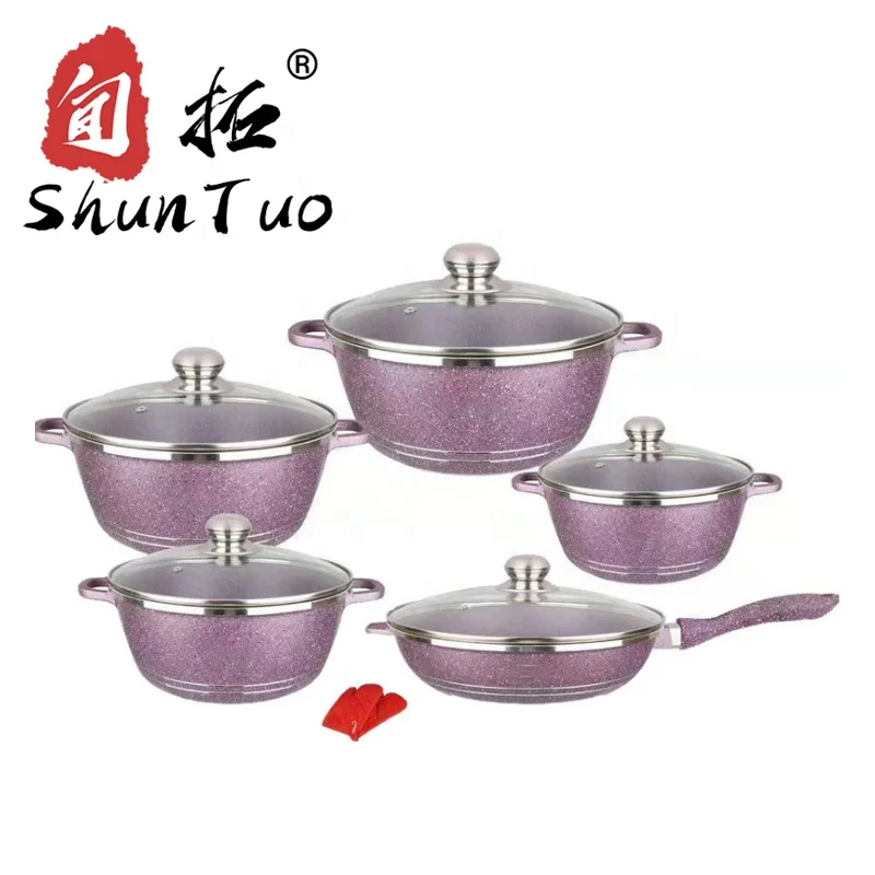 

Dessini die casting stone granite ceramic non-stick coating cookware 12pcs cooking pot cookware manufacturers, Customized color