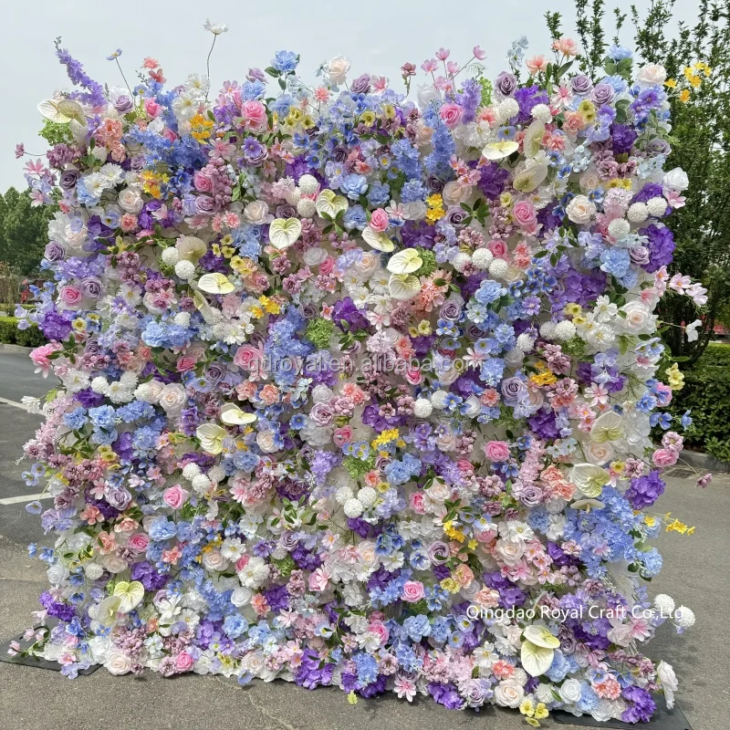 Best Selling Durable Artificial Background Feather Wall With Artificial Can Be Rolled up Flower Wall for Wedding Event Backdrop