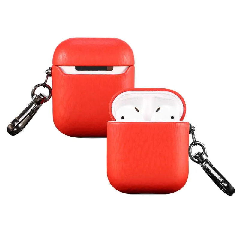 

Chinese Factory Direct Supply High Quality Low Price Real Leather Protective Keychain Case Holder For Airpods Inside With Velvet, Customizable