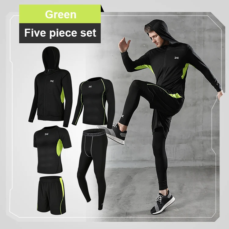 

2020 Apparel Men Outdoor Autumn Gym Sports 5 Pieces Fitness Clothes Active Wear Yoga Suit Wear Sport Clothing Set, Customized color