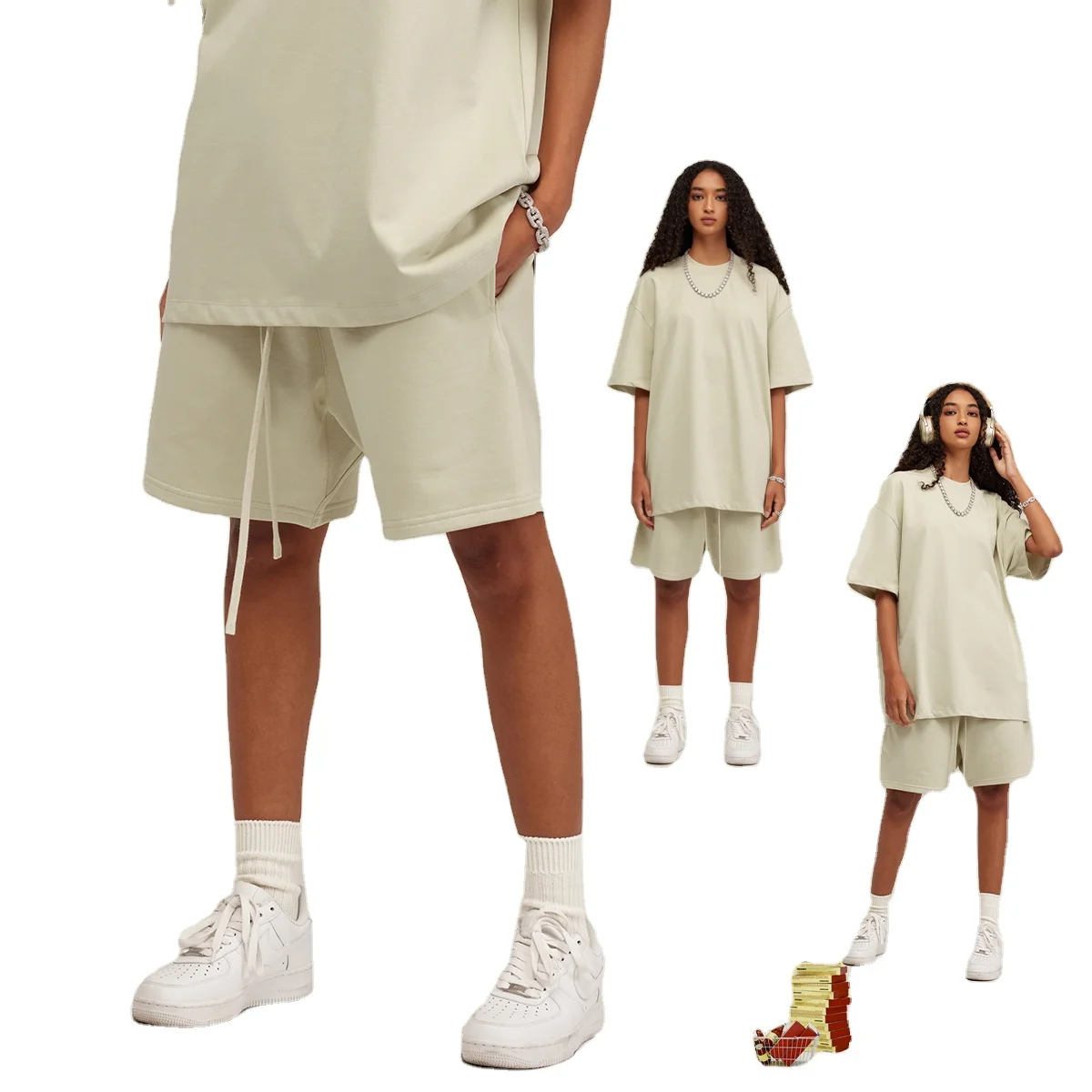 New Style Youth Sweat Shorts Cotton Summer Casual Drawstring Loose Sweat Shorts for Men