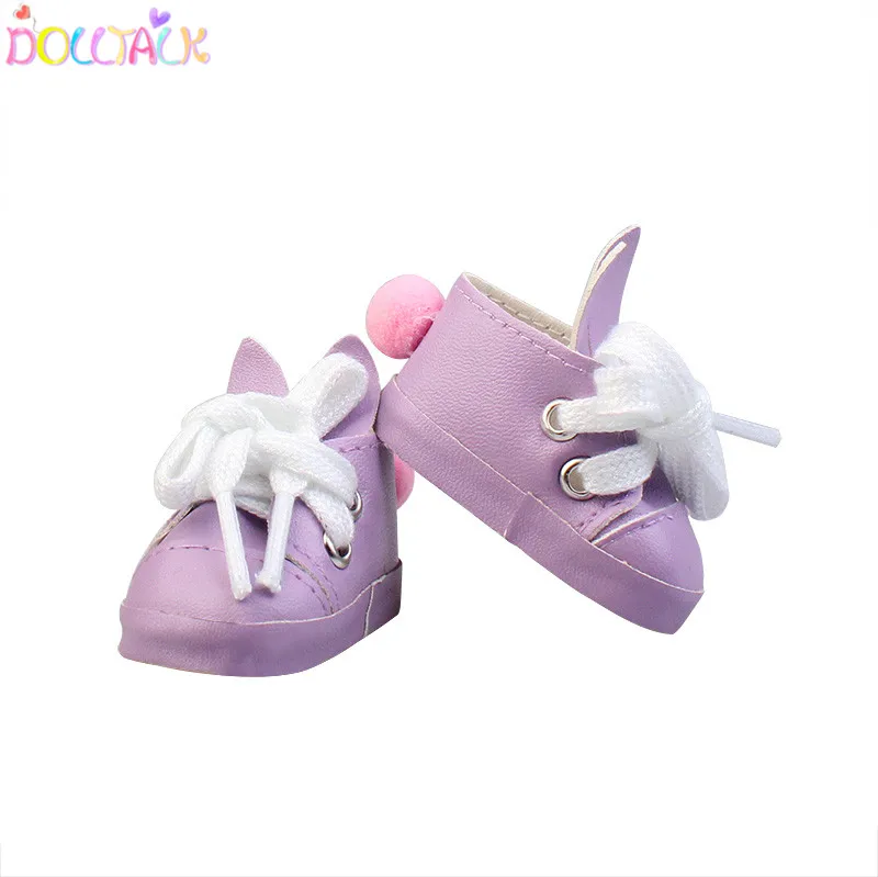 
MISU Loe-price 18-inch American Doll Accessories Purple Cute Fur Ball Decoration Flat Casual Shoes Doll Shoes 