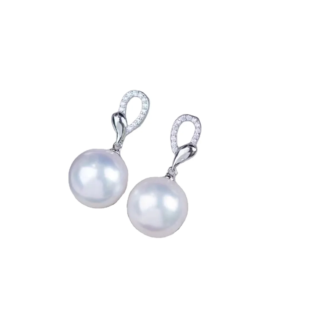 E5157 12-13mm Sterling Silver 18k Gold Plated Freshwater Pearl Beads Earrings Accessory DIY Mountings Wedding Jewelry Wholesale