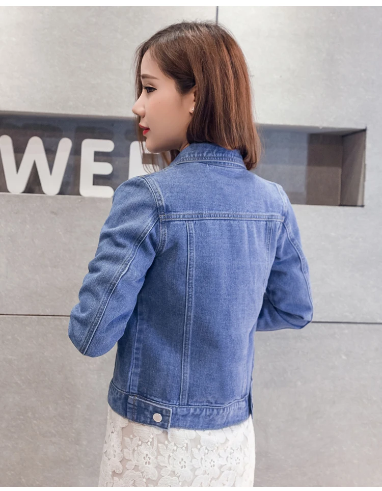 Puaer 2019 Fashion Jeans Jacket Women Spring Autumn Brush Stretch Short Denim Coats 