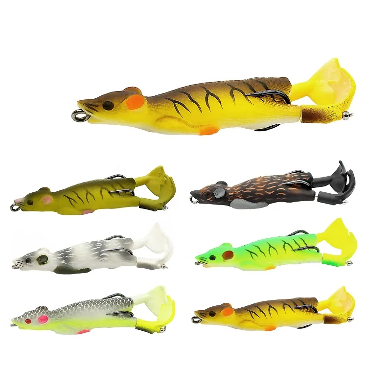 

12g fishing plastic Artificial mouse Fishing soft Lures kingfrog Bionic Bait Double Hook Top Water Floating