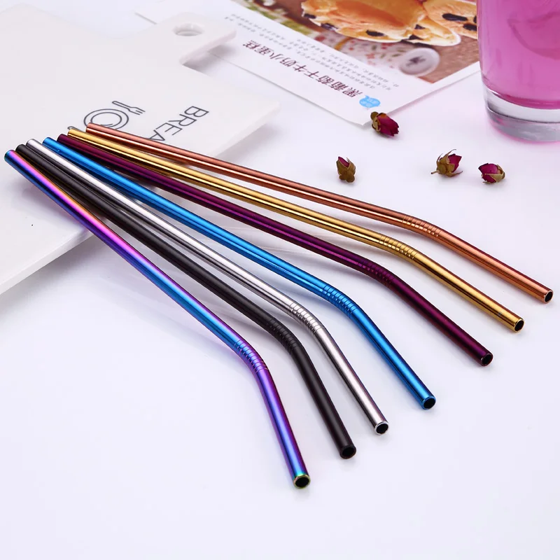 

Portable 304 Stainless Steel Drinking Straws, Reusable Metal Straws with Case, Bar Accessories, Silver/gold/rose gold/rainbow/black/blue