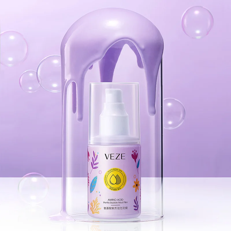 

OEM private label VEZE amino acid perilla leaf extract improve pores moisturizing gentle cleaning bubble facial mud mask