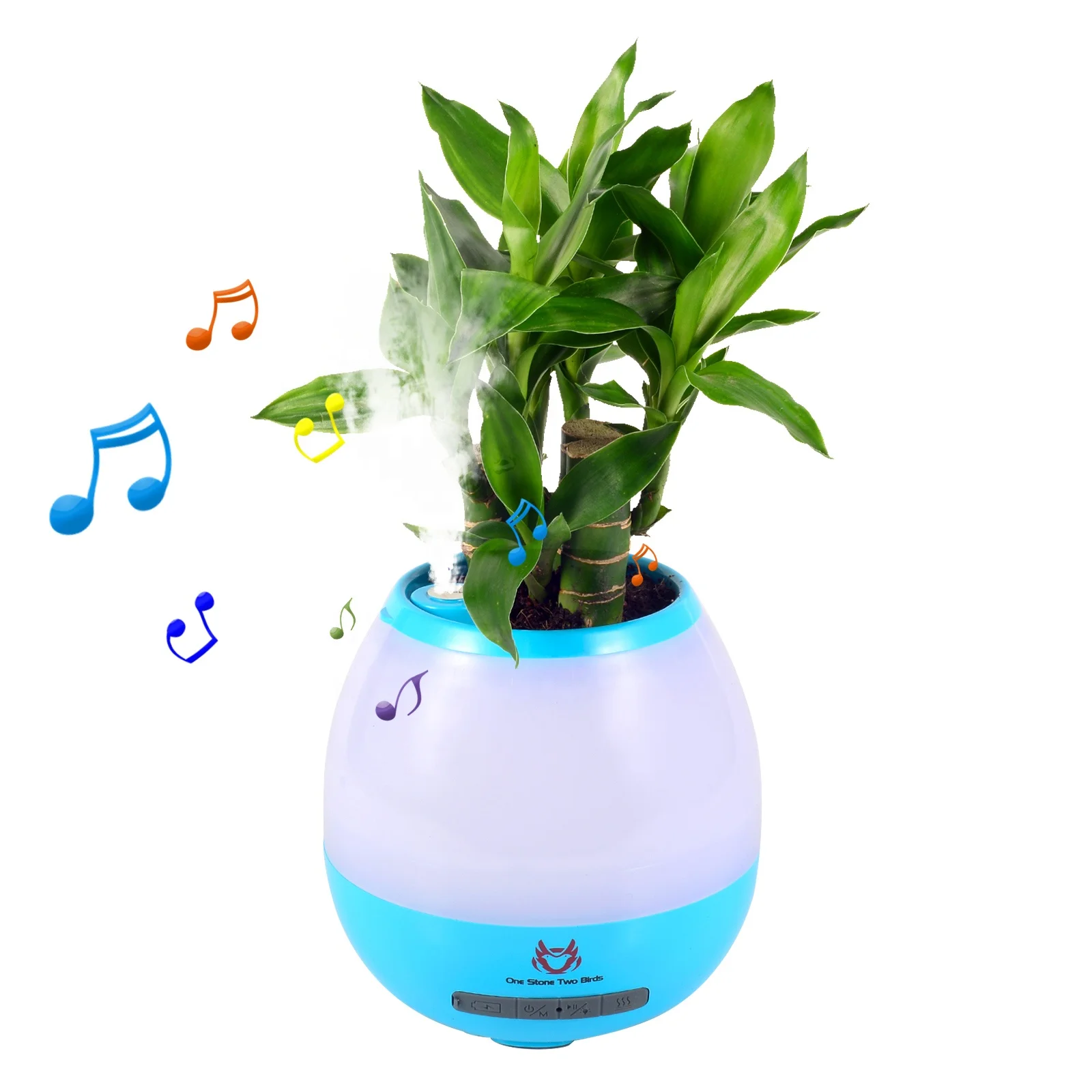 

2021 Low Price Desktop Blue tooth Speaker Mini Music Flowerpot Humidifier Portable Speaker