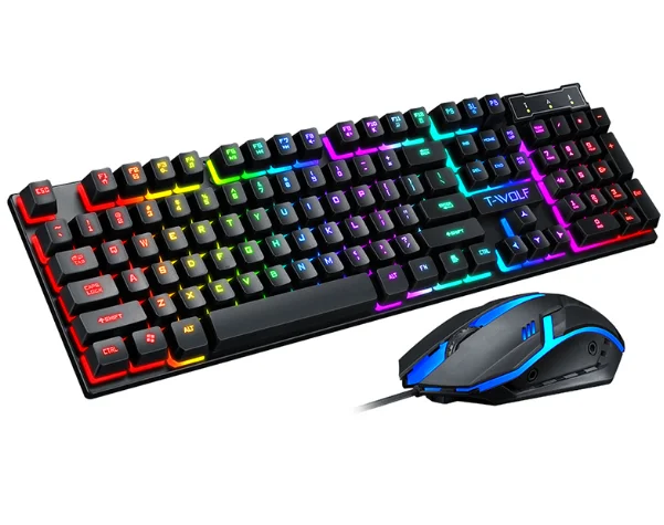 

Gaming keyboard mouse combos wired keyboard with backlight waterproof computer game keyboards gamer gaming mouse set, Black