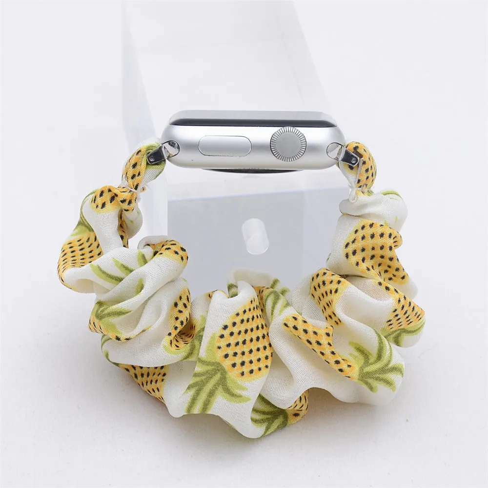 

Chinber Stylish Pineapple Pattern Scrunchie Watchband Scrunchy Elastic Watch Band for Apple Watch, More than 100 colors available,can be customized