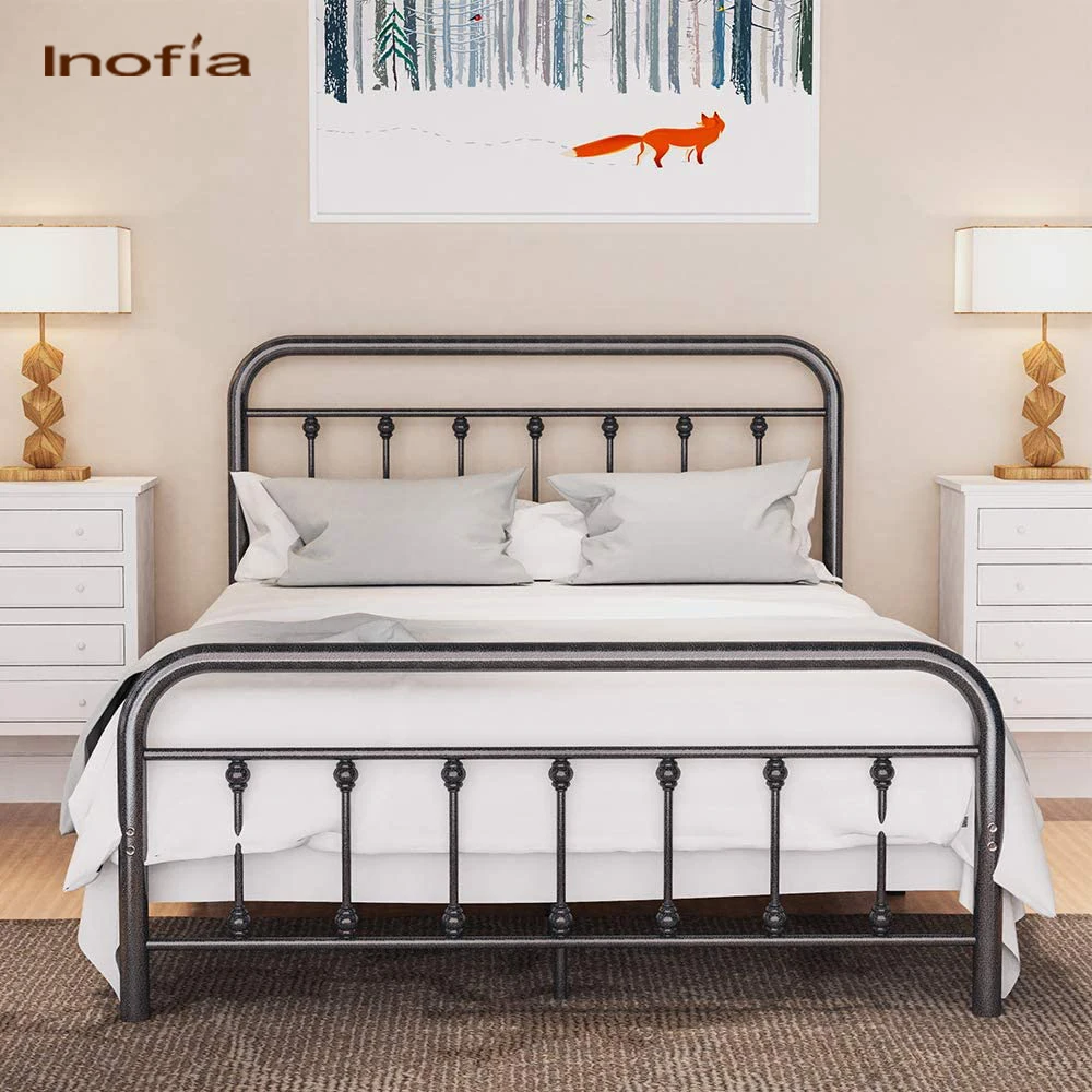 

Wholesale Cheap Full Tube Black Twin Bed Size Metal Bed Frames Wrought Iron Bed, Black,customized color