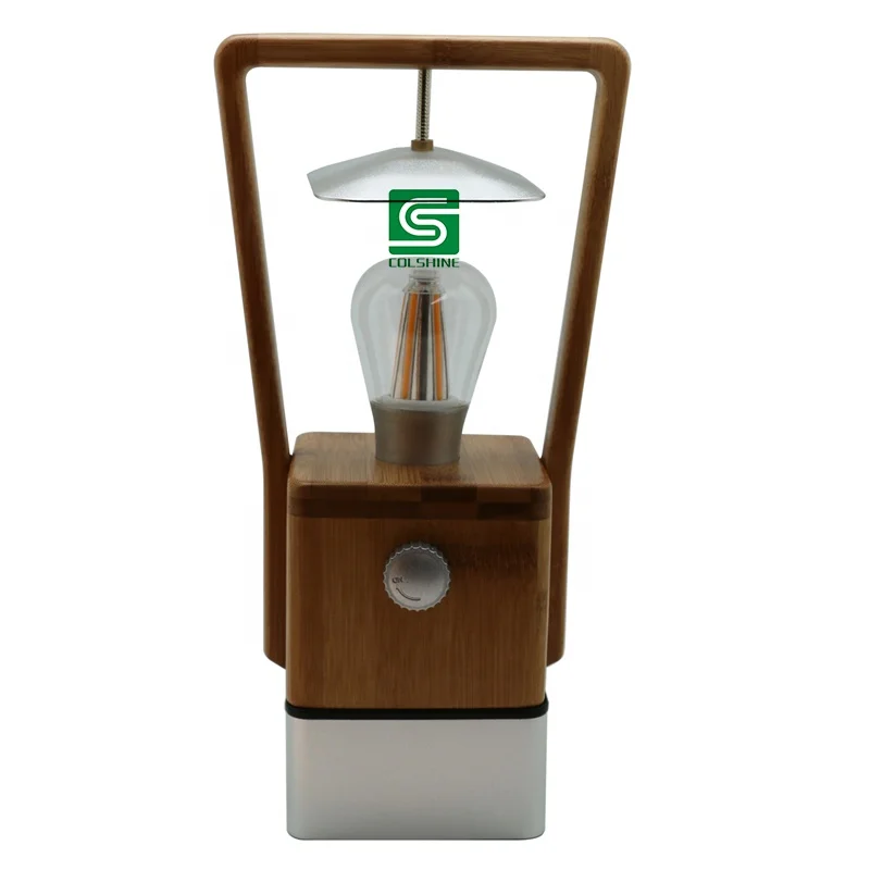 Dimmable USB Rechargeable Camping Lantern LED Bamboo Table Lamp Bedside Light