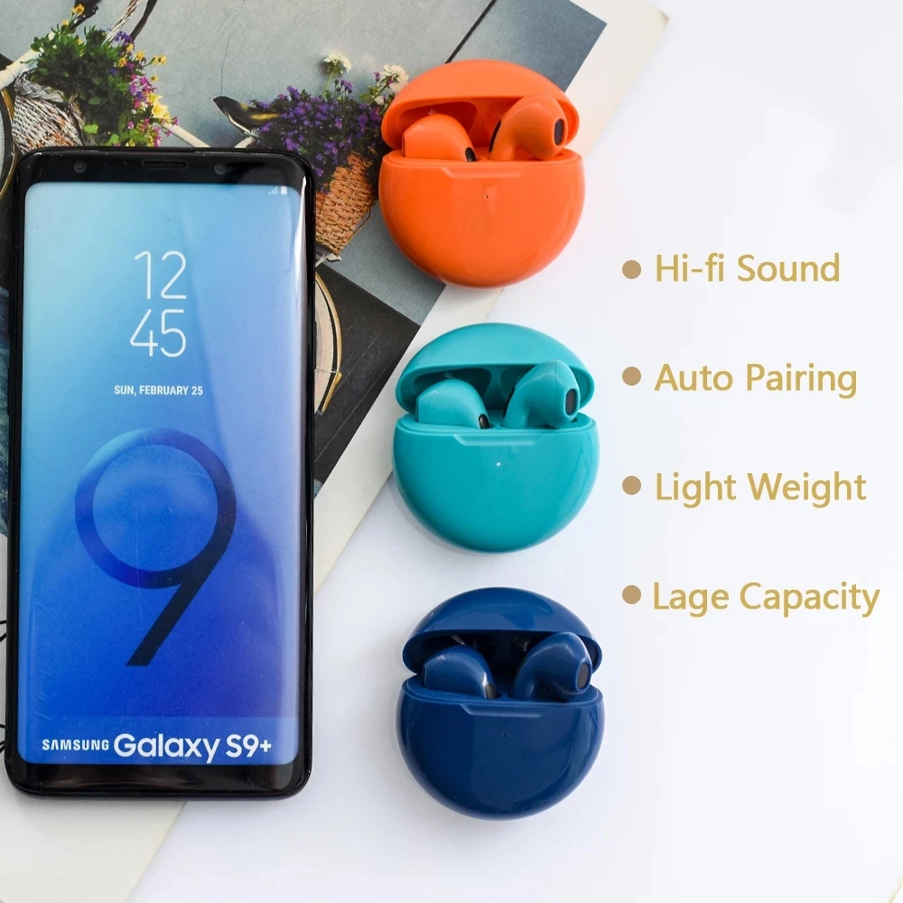 

2021 Latest Fashion Trend New Colorful Macaron Pro6 Earphone TWS Gaming Sports Mini Earphone TWS Pro6
