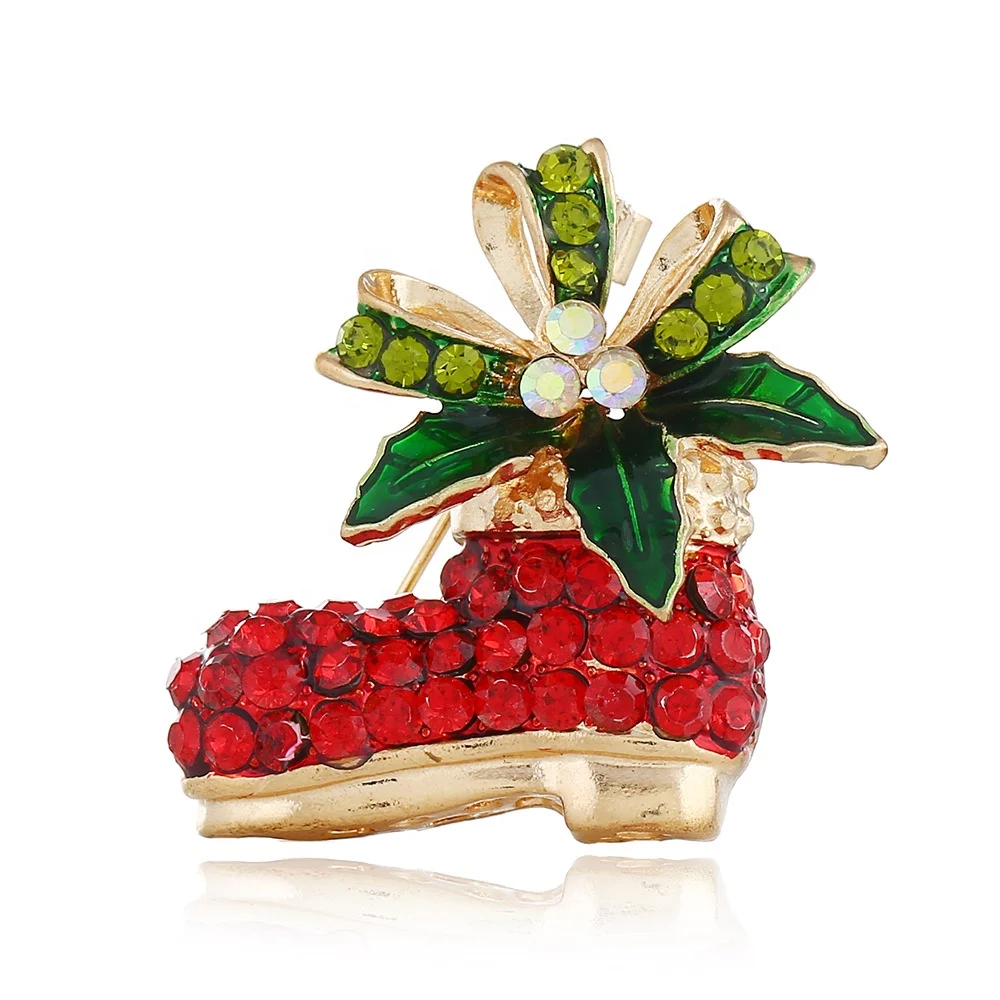 

Wholesale Christmas Day Rhinestone Christmas Shoe Brooch, Picture