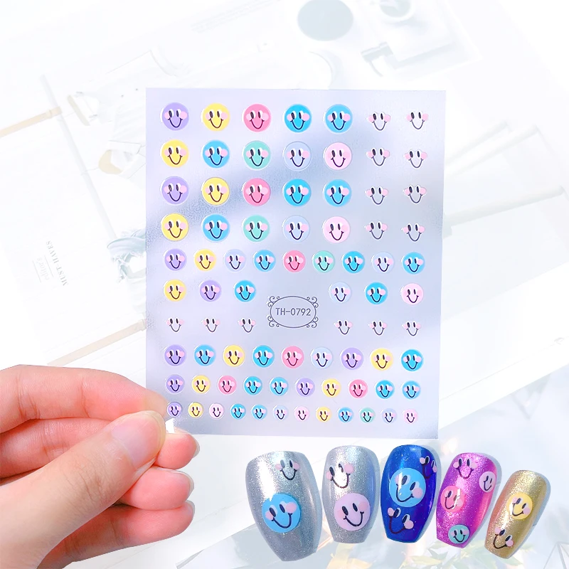 

Zhengxiang Newest hot sale factory Mixed cute fashion nail sticker nail decals smile & flower nail sticker, Customers' requirements