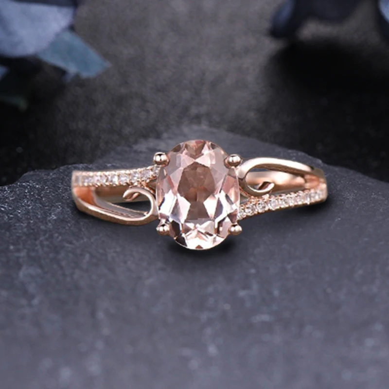 

14k Solid Gold 1.3Ct Oval Cut Morganite Engagement Ring Wedding Ring Hot Sale Luxury Rings for Women