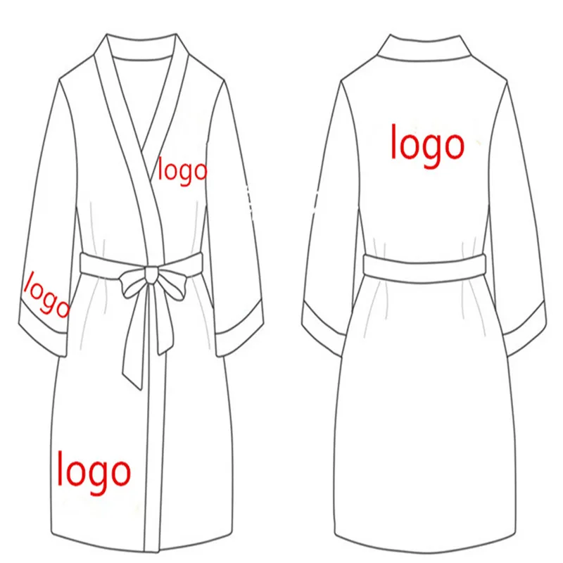 

Custom logo high quality white silk personalized bride robe satin women wedding robe Bridal Shower Bride and Bridesmaid Robes