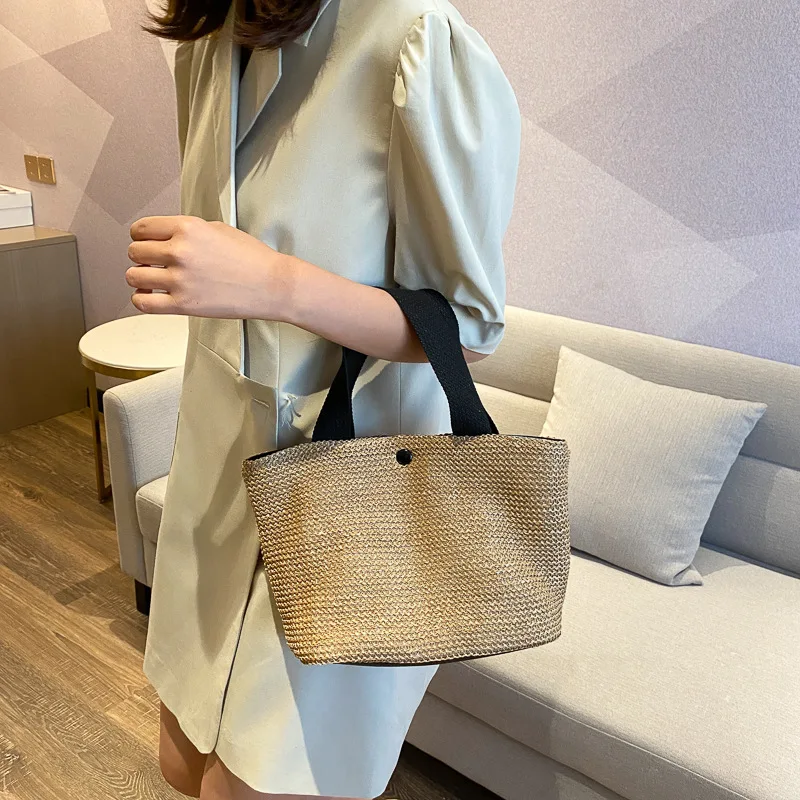 

2021 Seaside Summer Beach Vacation Wild Woven Bag Retro Handbag Straw Bag Female, Accept customizable