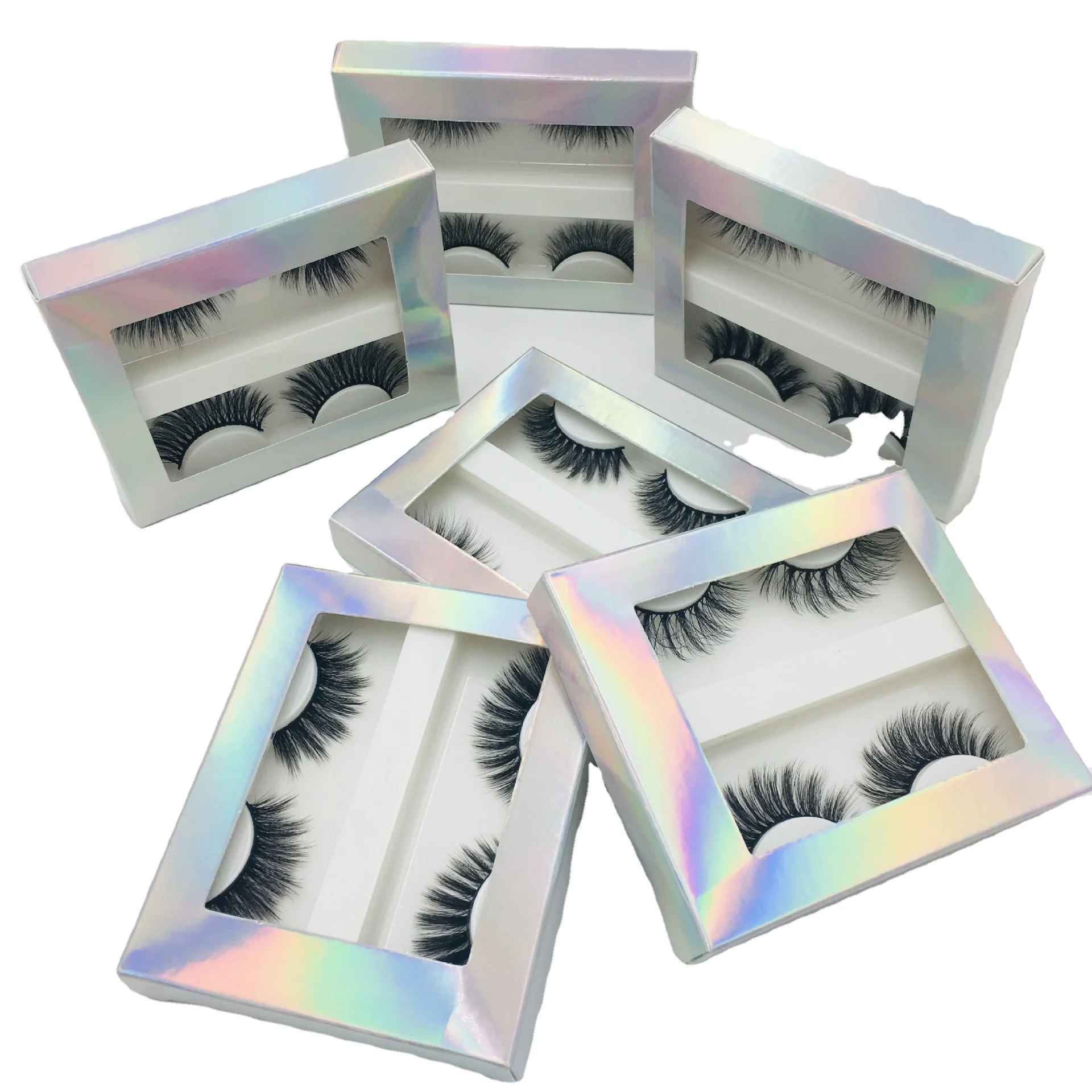 

Wholesale 3D Thick Full Strip Faux Mink Lashes Mink Eyelashes Set Extension Makeup False Lashes In Shinny Box, Natural black