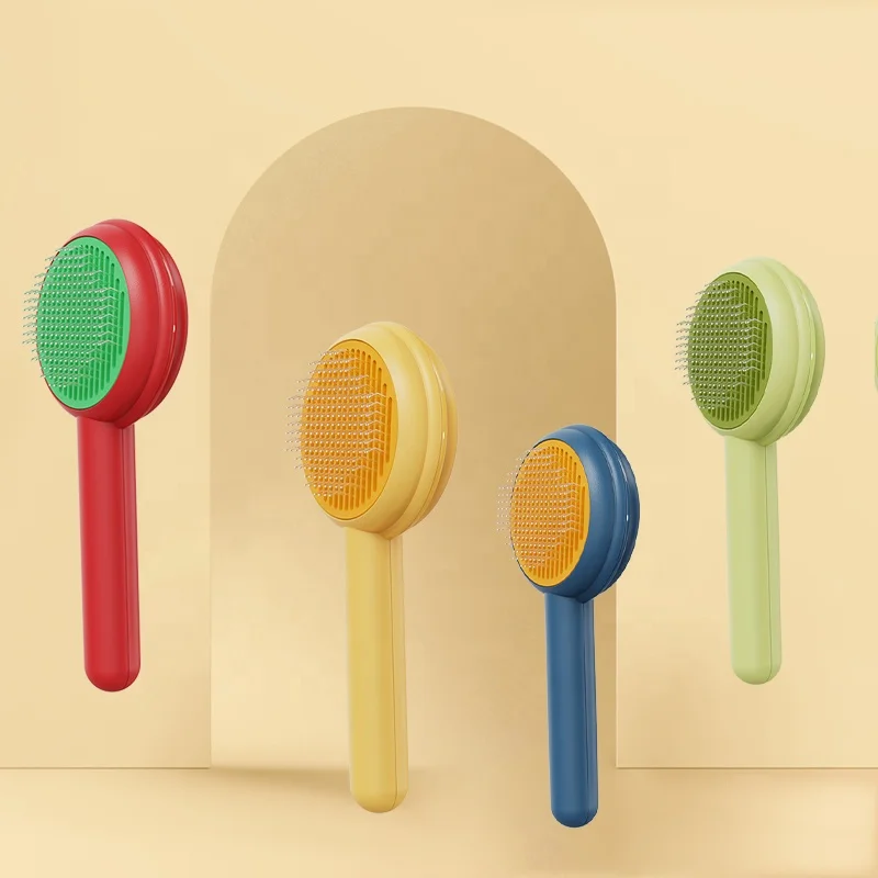 

Pet Hair Remover Pet Cleaning Brush Comb Hamburger Shape Self Cleaning Pet Brush