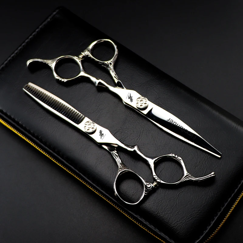 

6.0"Sale Wood grain Silver Japanese Hair Scissors Cheap Hairdressing Scissors Shears Hairdresser scissors