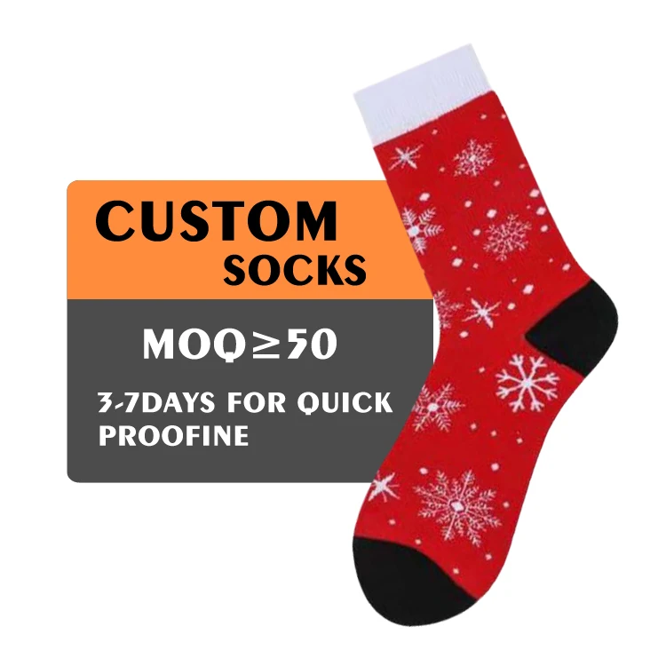 

XINQI OEM/ODM cotton socks 144N Elk snow cotton pure men's and women's socks wholesale crew lovers Christmas socks