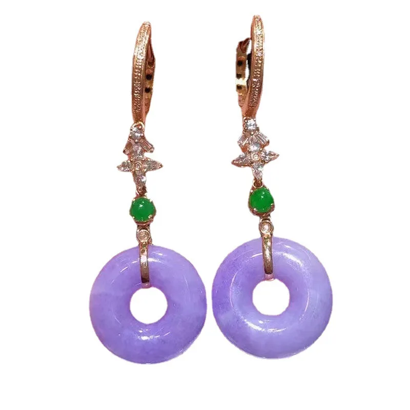 

Bijoux Joyas Chalcedony Lucky Buckle Earrings Fashion Jewelry Earring Full Diamond Luxury Stone Hoops Earrings